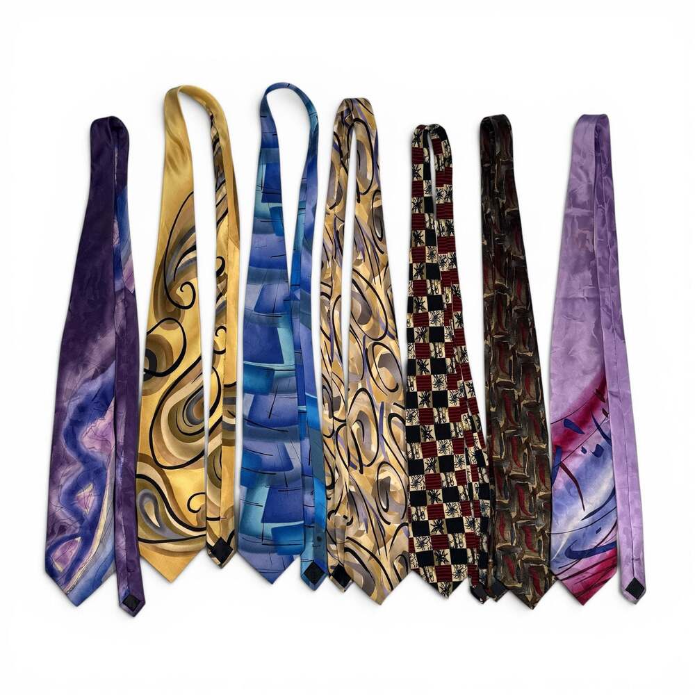 Lot of 7 Vintage J. Garcia Jerry Garcia Silk Neckties Abstract Art Collection